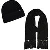 image:imageFunky Junque Scarf and Hat Set for Men and Women Ribbed Knit and Waffle Knit Warm AllSeason Winter AccessoriesWaffle Knit  Black
