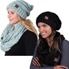 image:imageFunky Junque Slouchy Beanie amp Infinity Scarf Gift Set  Matching Winter Accessories Sets for Women Oversized Hat and Scarves2 Pack Confetti Black  Confetti Mint