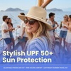 image:imageFunky Junque Sun Hats for Women Wide Brim Straw Panama Fedora Hat UPF 50 Packable Beach Hat for Summer amp VacationDouble Leather Rope Trim  Beige Mix