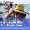 image:imageFunky Junque Sun Hats for Women Wide Brim Straw Panama Fedora Hat UPF 50 Packable Beach Hat for Summer amp VacationLeather Braided Rope Trim  Natural