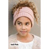 image:imageFunky Junque Toddler Girl Ponytail Beanie  Girls Winter Hat Messy Bun Pony Tail Beanies Ages 27 Warm Knit Cap Stretch Fit2 Pack  Candy Pink  4 Tone Mix  Grey  Black  Beige  Lt French Beige