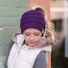 image:imageFunky Junque Toddler Girl Ponytail Beanie  Girls Winter Hat Messy Bun Pony Tail Beanies Ages 27 Warm Knit Cap Stretch Fit3 Pack  Black  Ivory  Candy Pink