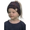 image:imageFunky Junque Toddler Girl Ponytail Beanie  Girls Winter Hat Messy Bun Pony Tail Beanies Ages 27 Warm Knit Cap Stretch Fit4 Tone Mix  Black  Purple  Orange  Teal