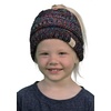 image:imageFunky Junque Toddler Girl Ponytail Beanie  Girls Winter Hat Messy Bun Pony Tail Beanies Ages 27 Warm Knit Cap Stretch Fit4 Tone Mix  Black  Purple  Orange  Teal