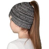 image:imageFunky Junque Toddler Girl Ponytail Beanie  Girls Winter Hat Messy Bun Pony Tail Beanies Ages 27 Warm Knit Cap Stretch Fit4 Tone Mix  Grey  Black  Beige  Lt French Beige