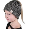 image:imageFunky Junque Toddler Girl Ponytail Beanie  Girls Winter Hat Messy Bun Pony Tail Beanies Ages 27 Warm Knit Cap Stretch Fit4 Tone Mix  Grey  Black  Beige  Lt French Beige