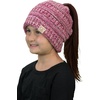 image:imageFunky Junque Toddler Girl Ponytail Beanie  Girls Winter Hat Messy Bun Pony Tail Beanies Ages 27 Warm Knit Cap Stretch Fit4 Tone Mix  Light Pink  Fuchsia  Ivory  Burgundy