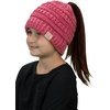 image:imageFunky Junque Toddler Girl Ponytail Beanie  Girls Winter Hat Messy Bun Pony Tail Beanies Ages 27 Warm Knit Cap Stretch Fit4 Tone Mix  a Hot Pink  Red  Baby Pink  Fuschia