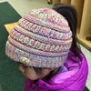 image:imageFunky Junque Toddler Girl Ponytail Beanie  Girls Winter Hat Messy Bun Pony Tail Beanies Ages 27 Warm Knit Cap Stretch Fit4 Tone Mix  a Yellow  Hot Pink  Turquoise  Pink