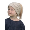 image:imageFunky Junque Toddler Girl Ponytail Beanie  Girls Winter Hat Messy Bun Pony Tail Beanies Ages 27 Warm Knit Cap Stretch FitBeige