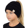 image:imageFunky Junque Toddler Girl Ponytail Beanie  Girls Winter Hat Messy Bun Pony Tail Beanies Ages 27 Warm Knit Cap Stretch FitBlack
