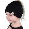 image:imageFunky Junque Toddler Girl Ponytail Beanie  Girls Winter Hat Messy Bun Pony Tail Beanies Ages 27 Warm Knit Cap Stretch FitBlack