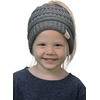 image:imageFunky Junque Toddler Girl Ponytail Beanie  Girls Winter Hat Messy Bun Pony Tail Beanies Ages 27 Warm Knit Cap Stretch FitHeather Grey
