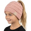 image:imageFunky Junque Toddler Girl Ponytail Beanie  Girls Winter Hat Messy Bun Pony Tail Beanies Ages 27 Warm Knit Cap Stretch FitIndi Pink