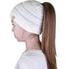 image:imageFunky Junque Toddler Girl Ponytail Beanie  Girls Winter Hat Messy Bun Pony Tail Beanies Ages 27 Warm Knit Cap Stretch FitIvory