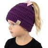 image:imageFunky Junque Toddler Girl Ponytail Beanie  Girls Winter Hat Messy Bun Pony Tail Beanies Ages 27 Warm Knit Cap Stretch FitPurple