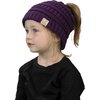 image:imageFunky Junque Toddler Girl Ponytail Beanie  Girls Winter Hat Messy Bun Pony Tail Beanies Ages 27 Warm Knit Cap Stretch FitPurple