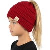 image:imageFunky Junque Toddler Girl Ponytail Beanie  Girls Winter Hat Messy Bun Pony Tail Beanies Ages 27 Warm Knit Cap Stretch FitRed