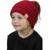 image:imageFunky Junque Toddler Girl Ponytail Beanie  Girls Winter Hat Messy Bun Pony Tail Beanies Ages 27 Warm Knit Cap Stretch FitRed
