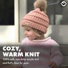 image:imageFunky Junque Toddler Pom Beanie  Kids Winter Hat for Ages 14 Baby Boy amp Girl Knit Beanies Warm Cozy Knit Snow Hats2 Pack  Black  Indi Pink Faux Fur Pom