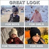 image:imageFunky Junque Toddler Pom Beanie  Kids Winter Hat for Ages 14 Baby Boy amp Girl Knit Beanies Warm Cozy Knit Snow Hats2 Pack  Black  Ivory