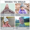 image:imageFunky Junque Toddler Pom Beanie  Kids Winter Hat for Ages 14 Baby Boy amp Girl Knit Beanies Warm Cozy Knit Snow Hats3 Pack  Grey  Ivory  Pale Pink
