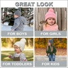 image:imageFunky Junque Toddler Pom Beanie  Kids Winter Hat for Ages 14 Baby Boy amp Girl Knit Beanies Warm Cozy Knit Snow Hats3 Pack  Grey  Ivory  Pale Pink