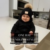 image:imageFunky Junque Toddler Pom Beanie  Kids Winter Hat for Ages 14 Baby Boy amp Girl Knit Beanies Warm Cozy Knit Snow HatsBlack  Diagonal Stripes Faux Fur Pom