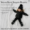 image:imageFunky Junque Toddler Pom Beanie  Kids Winter Hat for Ages 14 Baby Boy amp Girl Knit Beanies Warm Cozy Knit Snow HatsBlack  Sequin W Faux Fur Pom