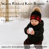 image:imageFunky Junque Toddler Pom Beanie  Kids Winter Hat for Ages 14 Baby Boy amp Girl Knit Beanies Warm Cozy Knit Snow HatsBuffalo Check  BlackRed