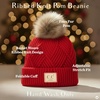 image:imageFunky Junque Toddler Pom Beanie  Kids Winter Hat for Ages 14 Baby Boy amp Girl Knit Beanies Warm Cozy Knit Snow HatsDiagonal Stripes Faux Fur Pom WPatch Red