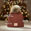 image:imageFunky Junque Toddler Pom Beanie  Kids Winter Hat for Ages 14 Baby Boy amp Girl Knit Beanies Warm Cozy Knit Snow HatsDiagonal Stripes Faux Fur Pom WPatch Brick