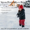 image:imageFunky Junque Toddler Pom Beanie  Kids Winter Hat for Ages 14 Baby Boy amp Girl Knit Beanies Warm Cozy Knit Snow HatsDiagonal Stripes Faux Fur Pom WPatch Red