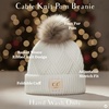 image:imageFunky Junque Toddler Pom Beanie  Kids Winter Hat for Ages 14 Baby Boy amp Girl Knit Beanies Warm Cozy Knit Snow HatsDiagonal Stripes Faux Fur Pom WPatch White