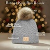image:imageFunky Junque Toddler Pom Beanie  Kids Winter Hat for Ages 14 Baby Boy amp Girl Knit Beanies Warm Cozy Knit Snow HatsHeather Grey Mix  Diagonal Stripes Faux Fur Pom