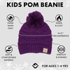 image:imageFunky Junque Toddler Pom Beanie  Kids Winter Hat for Ages 14 Baby Boy amp Girl Knit Beanies Warm Cozy Knit Snow HatsPurple