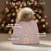 image:imageFunky Junque Toddler Pom Beanie  Kids Winter Hat for Ages 14 Baby Boy amp Girl Knit Beanies Warm Cozy Knit Snow HatsRose Mix  Diagonal Stripes Faux Fur Pom