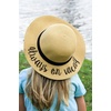 image:imageFunky Junque Toddler Sun Hat for Girls  Kids Beach Hat with Embroidered Cursive Floppy Adjustable StrawNatural  Always on Vacay