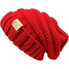 image:imageFunky Junque Toddler Winter Hats for Kids Ages 29 Chunky Cable Knit Slouchy Beanie Warm Ski Cap for Boys and GirlsRed
