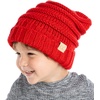 image:imageFunky Junque Toddler Winter Hats for Kids Ages 29 Chunky Cable Knit Slouchy Beanie Warm Ski Cap for Boys and GirlsRed