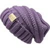 image:imageFunky Junque Toddler Winter Hats for Kids Ages 29 Chunky Cable Knit Slouchy Beanie Warm Ski Cap for Boys and GirlsViolet