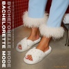 image:imageFunky Junque White Bridal Slippers Faux Fur Pearl Rhinestone Bride Slides  Plush faux fur slippers with rhinestone lettering for getting ready weddings bridal showers amp engagementsPearls White