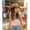 image:imageFunky Junque Wide Brim Cowboy Hat for Women with Decorative Band  Adjustable Fit Cowboy Hat with Sun Protection Concerts Festivals and Western for WomenCamel