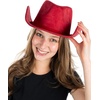 image:imageFunky Junque Wide Brim Cowboy Hat for Women with Decorative Band  Adjustable Fit Cowboy Hat with Sun Protection Concerts Festivals and Western for WomenSuede W Chinstrap  Red