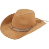 image:imageFunky Junque Wide Brim Cowboy Hat for Women with Decorative Band  Adjustable Fit Cowboy Hat with Sun Protection Concerts Festivals and Western for WomenCamel