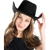 image:imageFunky Junque Wide Brim Cowboy Hat for Women with Decorative Band  Adjustable Fit Cowboy Hat with Sun Protection Concerts Festivals and Western for WomenSuede W Chinstrap  Black