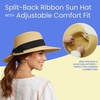image:imageFunky Junque Wide Brim Panama Sun Hat Womens Packable Straw  Lightweight paper hat with adjustable drawstring for beach trips vacations summer getaways amp everyday wearSplit Back Bow  Natural