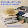 image:imageFunky Junque Wide Brim Panama Sun Hat Womens Packable Straw  Lightweight paper hat with adjustable drawstring for beach trips vacations summer getaways amp everyday wearSplit Back Ponytail  Beige Mix