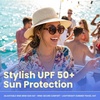 image:imageFunky Junque Wide Brim Panama Sun Hat Womens Packable Straw  Lightweight paper hat with adjustable drawstring for beach trips vacations summer getaways amp everyday wearTwisted Straw Rope Trim  Beige Mix