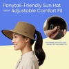 image:imageFunky Junque Wide Brim Panama Sun Hat Womens Packable Straw  Lightweight paper hat with adjustable drawstring for beach trips vacations summer getaways amp everyday wearSplit Back Ponytail  Dark Natural Mix